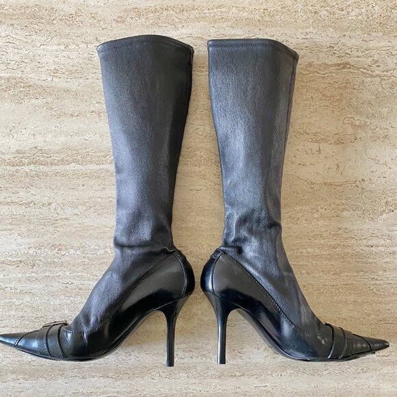 Vintage Dior Buckle Knee High Sock Boots - Picture 3 of 10